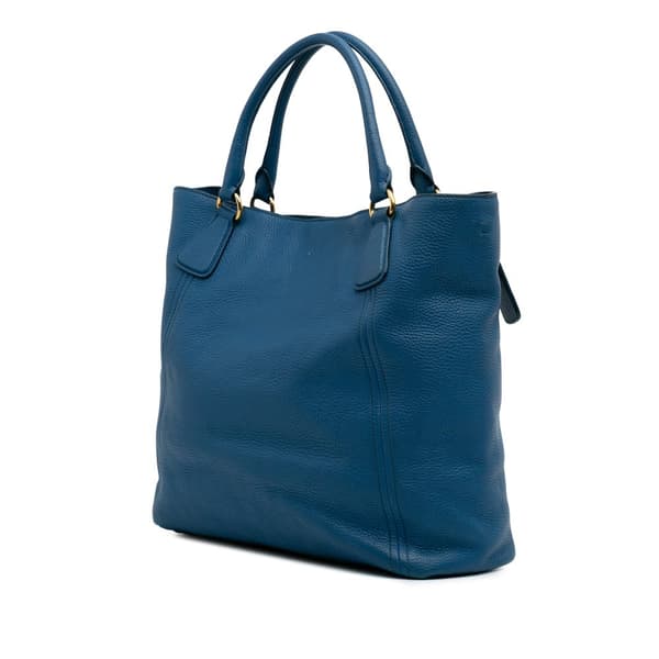 Pre-owned Prada Vitello Daino Tote Blue