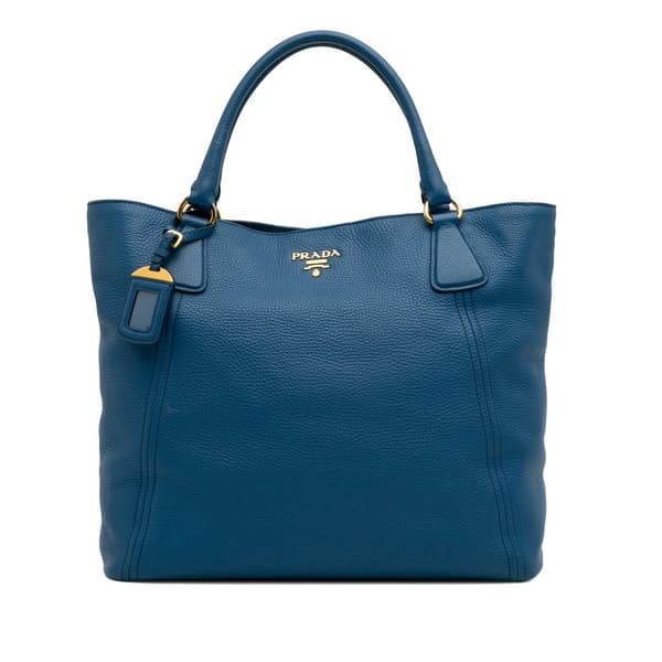Pre-owned Prada Vitello Daino Tote Blue