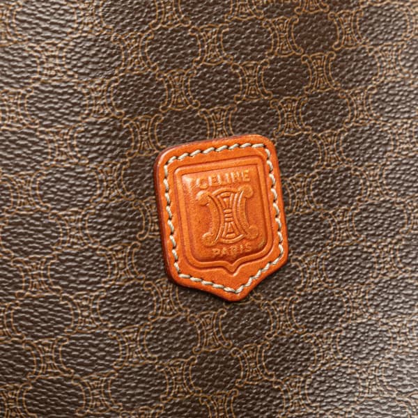 Pre-owned Celine Macadam Coated Canvas Tote Brown