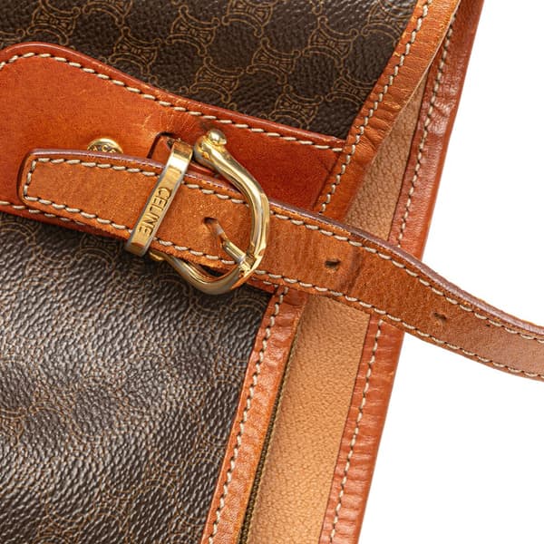 Pre-owned Celine Macadam Coated Canvas Tote Brown