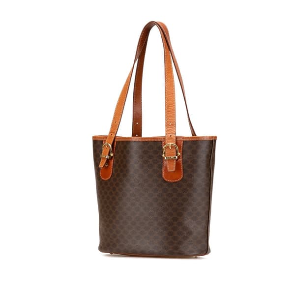 Pre-owned Celine Macadam Coated Canvas Tote Brown