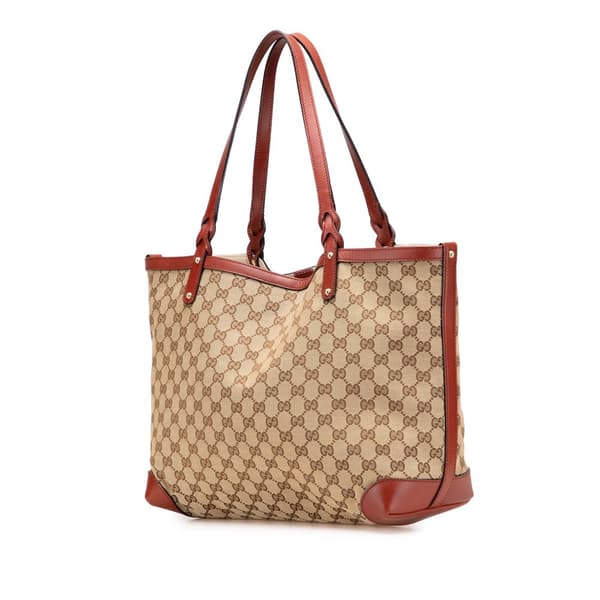 Pre-owned Gucci GG Canvas Craft Tote Brown