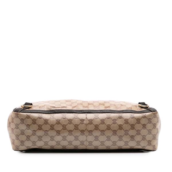 Pre-owned Gucci GG Crystal Abbey D Ring Tote Brown