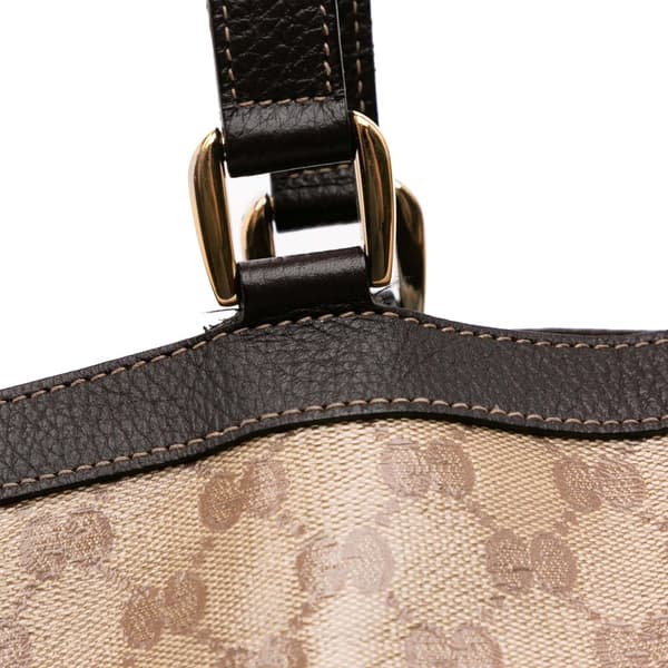 Pre-owned Gucci GG Crystal Abbey D Ring Tote Brown