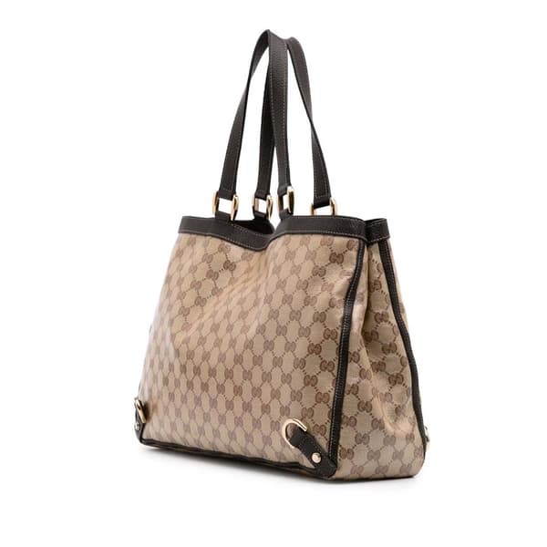 Pre-owned Gucci GG Crystal Abbey D Ring Tote Brown
