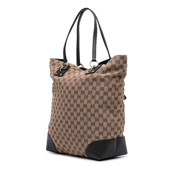 Pre-owned Gucci Large GG Canvas GG Charm Tote Brown