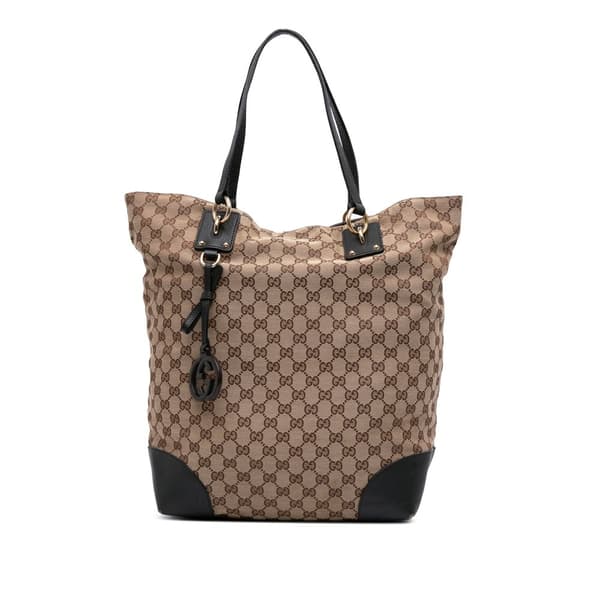 Pre-owned Gucci Large GG Canvas GG Charm Tote Brown
