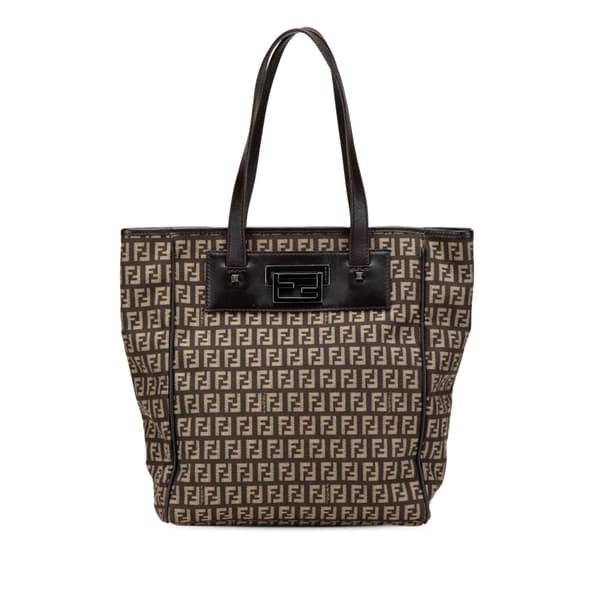Pre-owned Fendi Zucchino Canvas Tote Brown