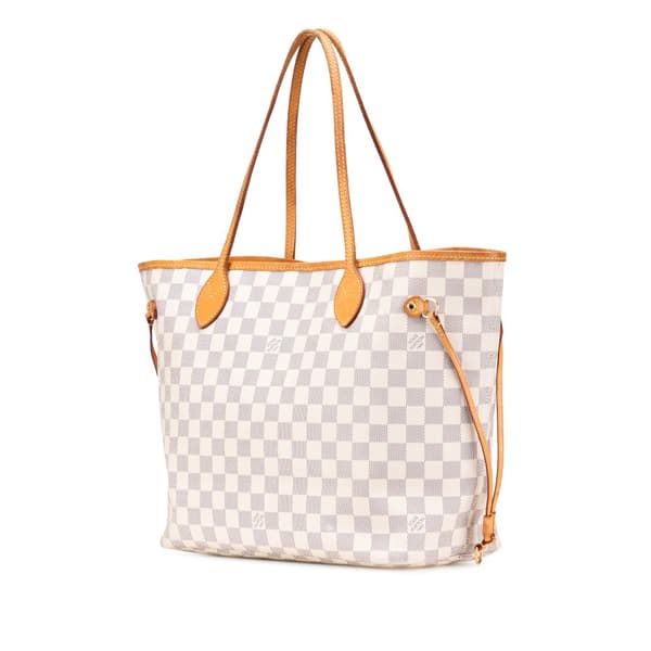 Pre-owned Louis Vuitton Damier Azur Neverfull MM White