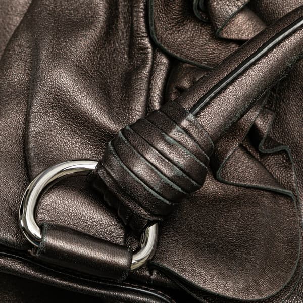 Pre-owned Prada Metallic Nappa Mordore Ruffle Tote Brown