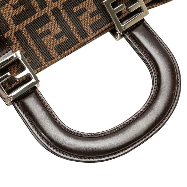 Pre-owned Fendi Small Zucca Canvas Twins Tote Brown