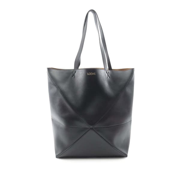 Pre-owned LOEWE Large Calfskin Puzzle Fold Tote Black