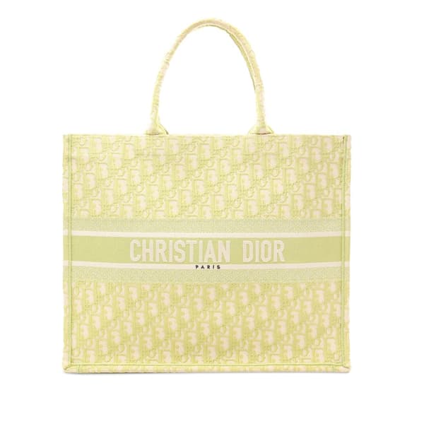Pre-owned Dior Large Oblique Canvas Book Tote Green