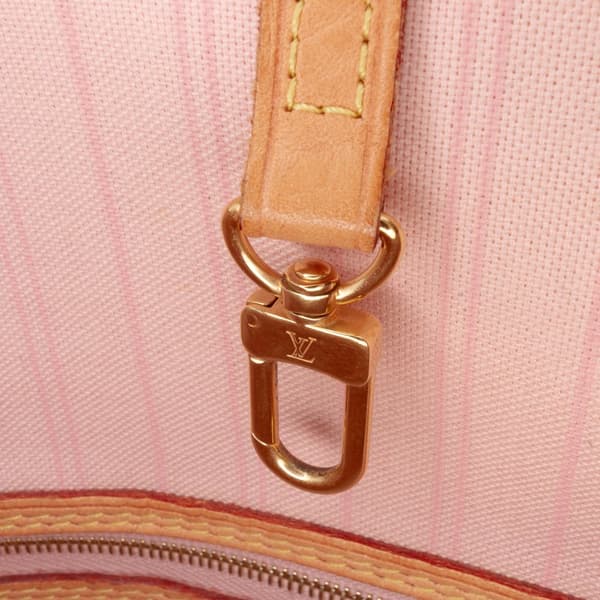 Pre-owned Louis Vuitton Damier Azur Neverfull MM White