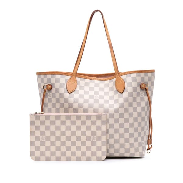 Pre-owned Louis Vuitton Damier Azur Neverfull MM White