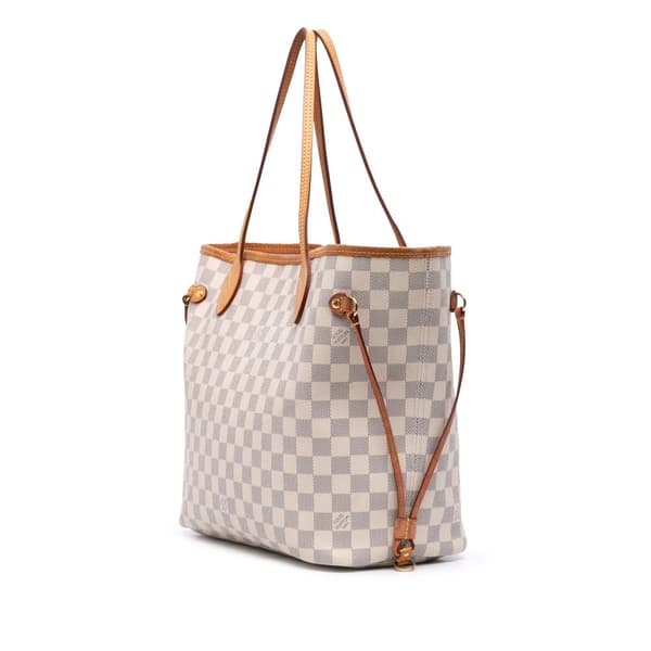 Pre-owned Louis Vuitton Damier Azur Neverfull MM White