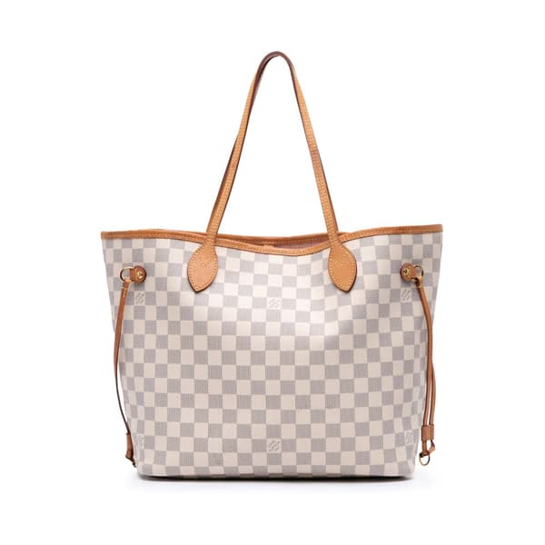 Pre-owned Louis Vuitton Damier Azur Neverfull MM White