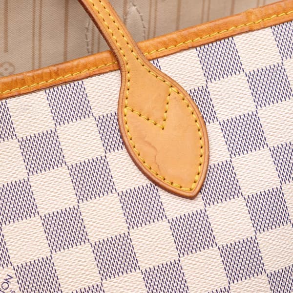 Pre-owned Louis Vuitton Damier Azur Neverfull MM White