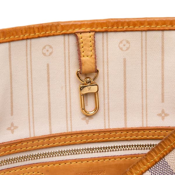 Pre-owned Louis Vuitton Damier Azur Neverfull MM White