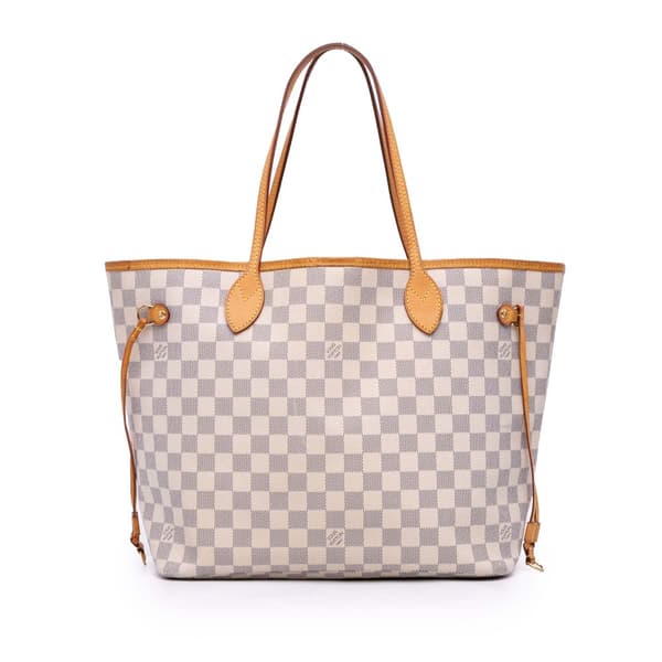 Pre-owned Louis Vuitton Damier Azur Neverfull MM White