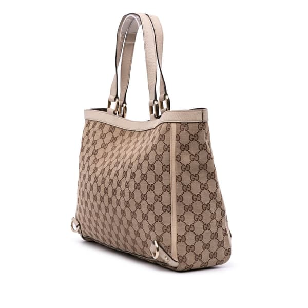 Pre-owned Gucci GG Canvas Abbey D Ring Tote Brown