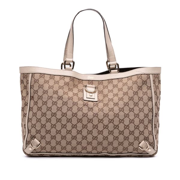 Pre-owned Gucci GG Canvas Abbey D Ring Tote Brown