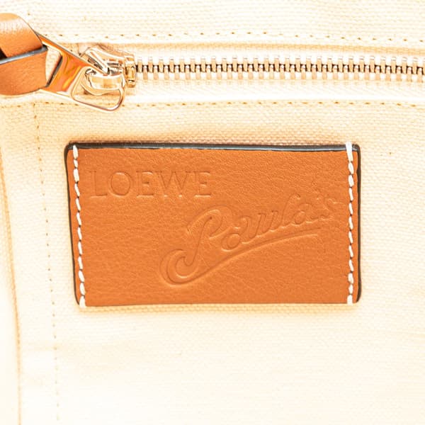 Pre-owned LOEWE Paulas Ibiza Canvas Floral Print Tote Orange