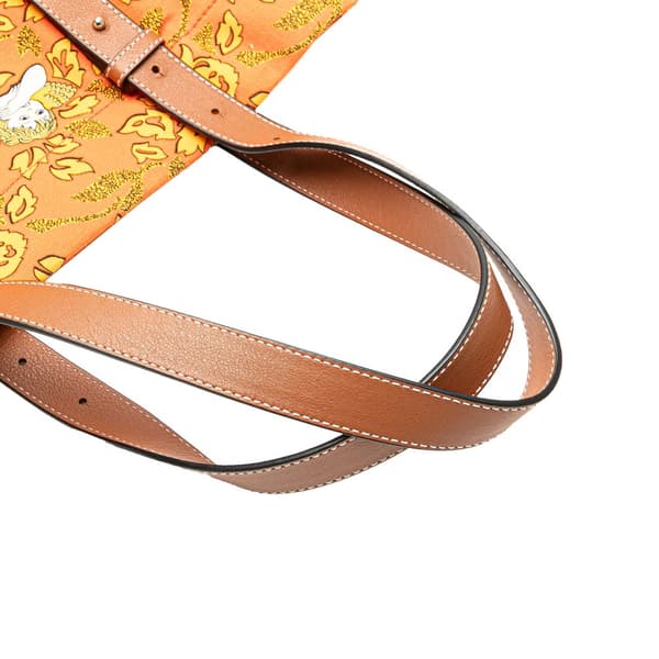 Pre-owned LOEWE Paulas Ibiza Canvas Floral Print Tote Orange