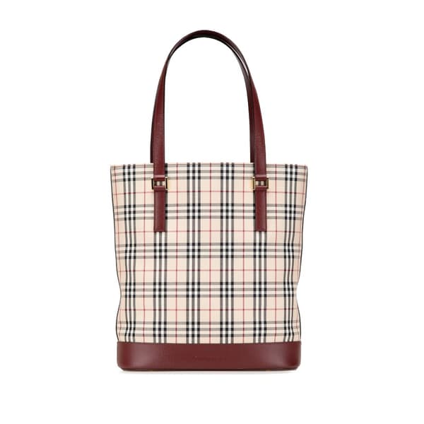 Pre-owned Burberry House Check Canvas Tote Brown