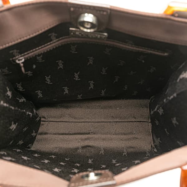Pre-owned Yves Saint Laurent Satin Tote Brown