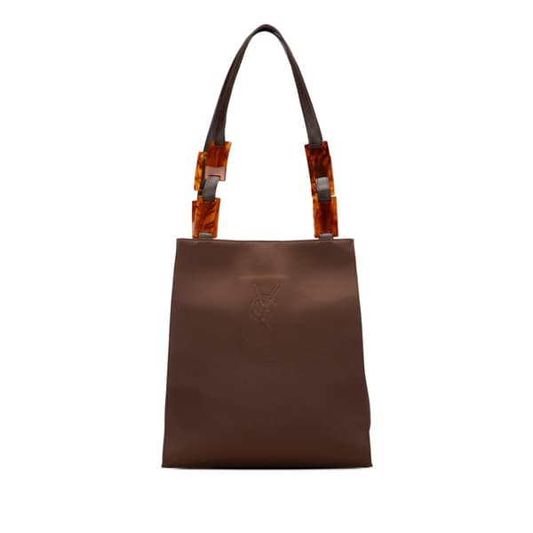 Pre-owned Yves Saint Laurent Satin Tote Brown