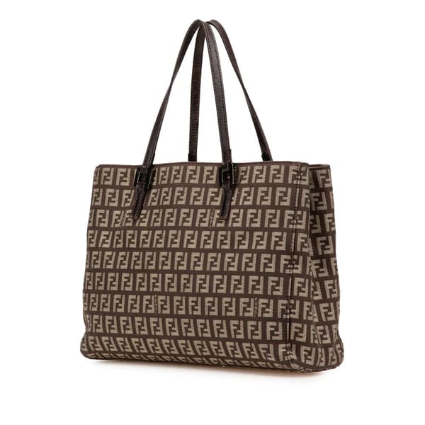 Pre-owned Fendi Small Zucchino Canvas Tote Brown