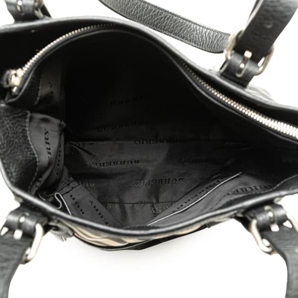 Pre-owned Burberry Nova Check Nylon Tote Black