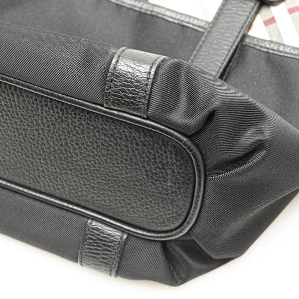 Pre-owned Burberry Nova Check Nylon Tote Black