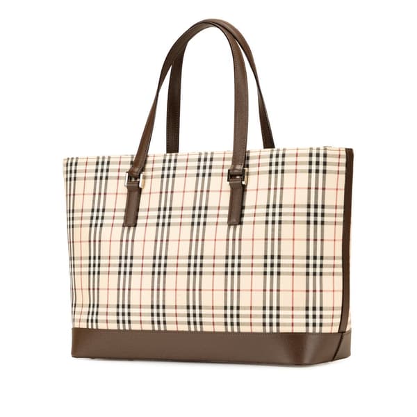 Pre-owned Burberry House Check Canvas Tote Brown