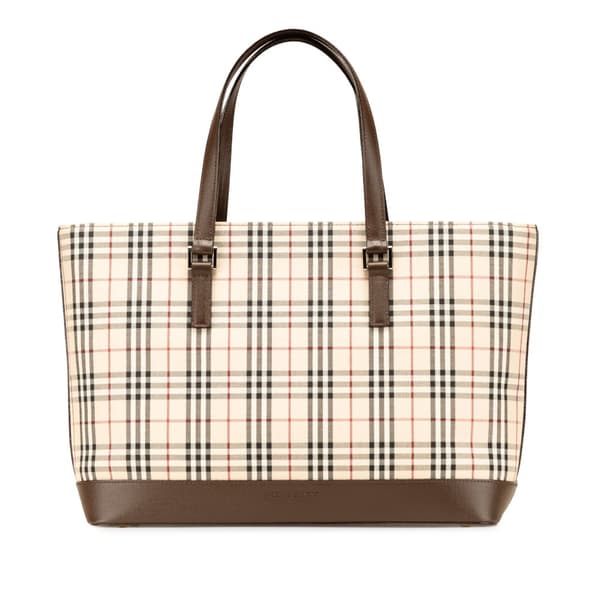 Pre-owned Burberry House Check Canvas Tote Brown