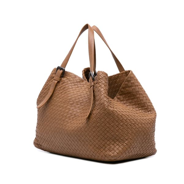 Pre-owned Bottega Veneta Large Nappa Intrecciato Cesta Tote Brown