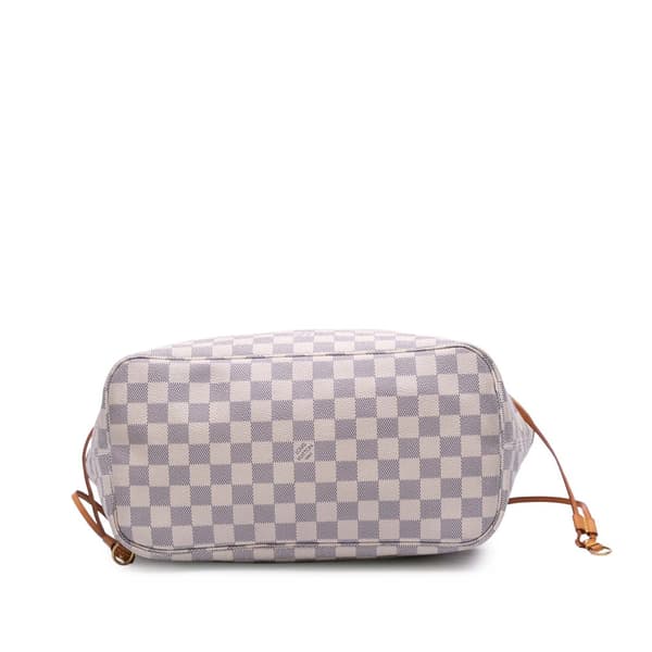 Pre-owned Louis Vuitton Damier Azur Neverfull MM White