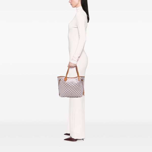 Pre-owned Louis Vuitton Damier Azur Neverfull MM White