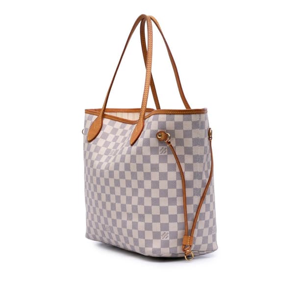 Pre-owned Louis Vuitton Damier Azur Neverfull MM White