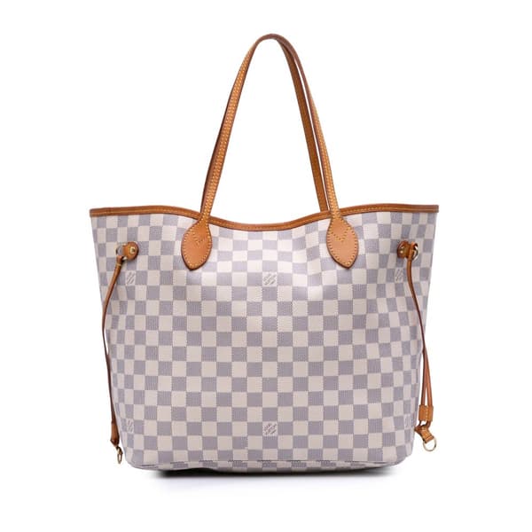 Pre-owned Louis Vuitton Damier Azur Neverfull MM White