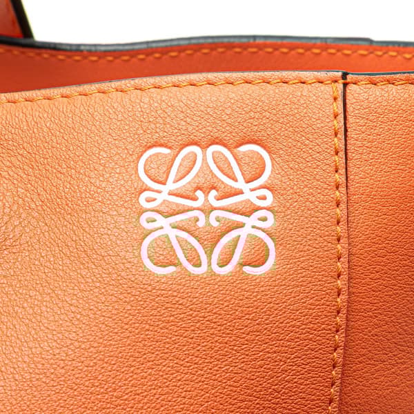 Pre-owned LOEWE Anagram Leather East West Tote Orange