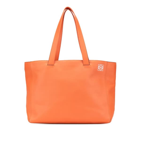 Pre-owned LOEWE Anagram Leather East West Tote Orange