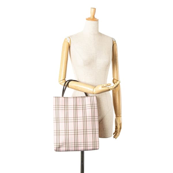 Pre-owned Burberry House Check Cotton Tote Pink