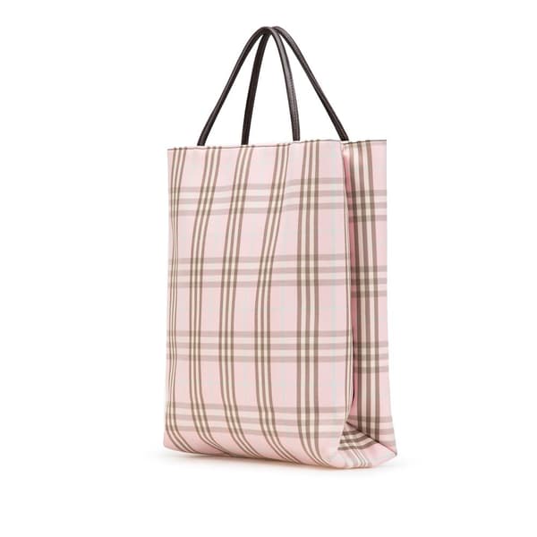 Pre-owned Burberry House Check Cotton Tote Pink