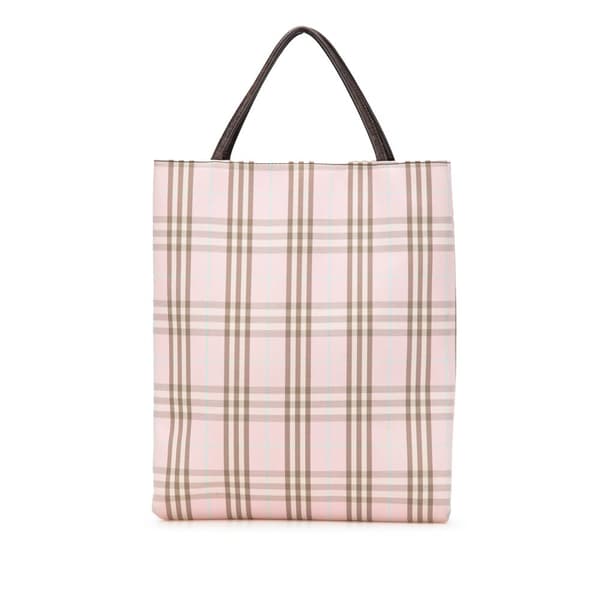 Pre-owned Burberry House Check Cotton Tote Pink
