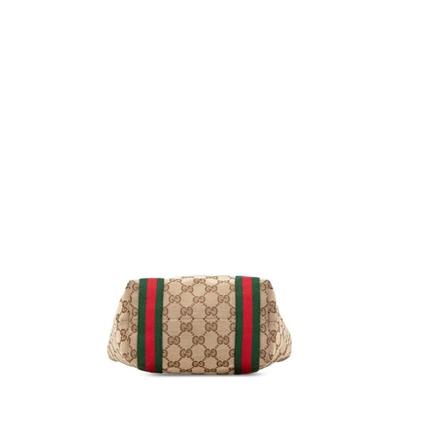 Pre-owned Gucci GG Canvas Web Jolicoeur Tote Brown