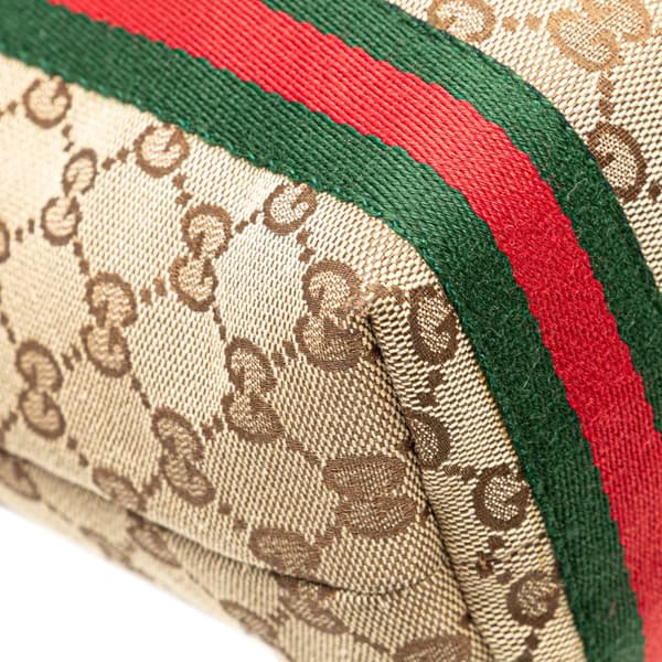Pre-owned Gucci GG Canvas Web Jolicoeur Tote Brown