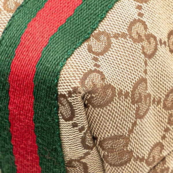 Pre-owned Gucci GG Canvas Web Jolicoeur Tote Brown