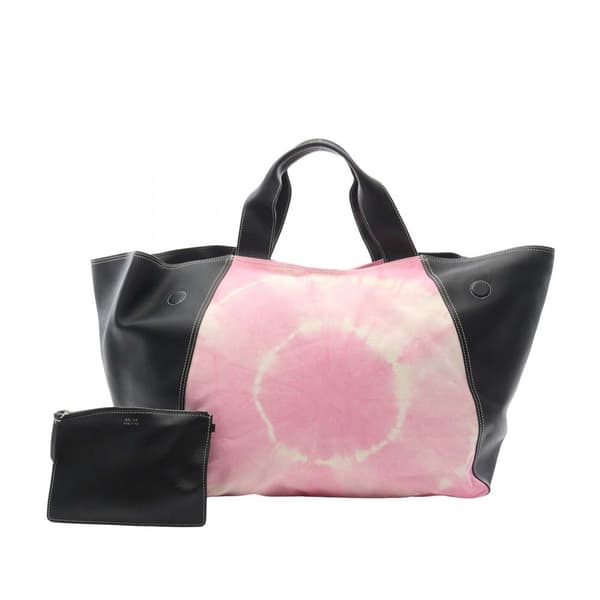 Pre-owned Celine Smooth Calfskin and Canvas Tie Dye Frame Tote Pink